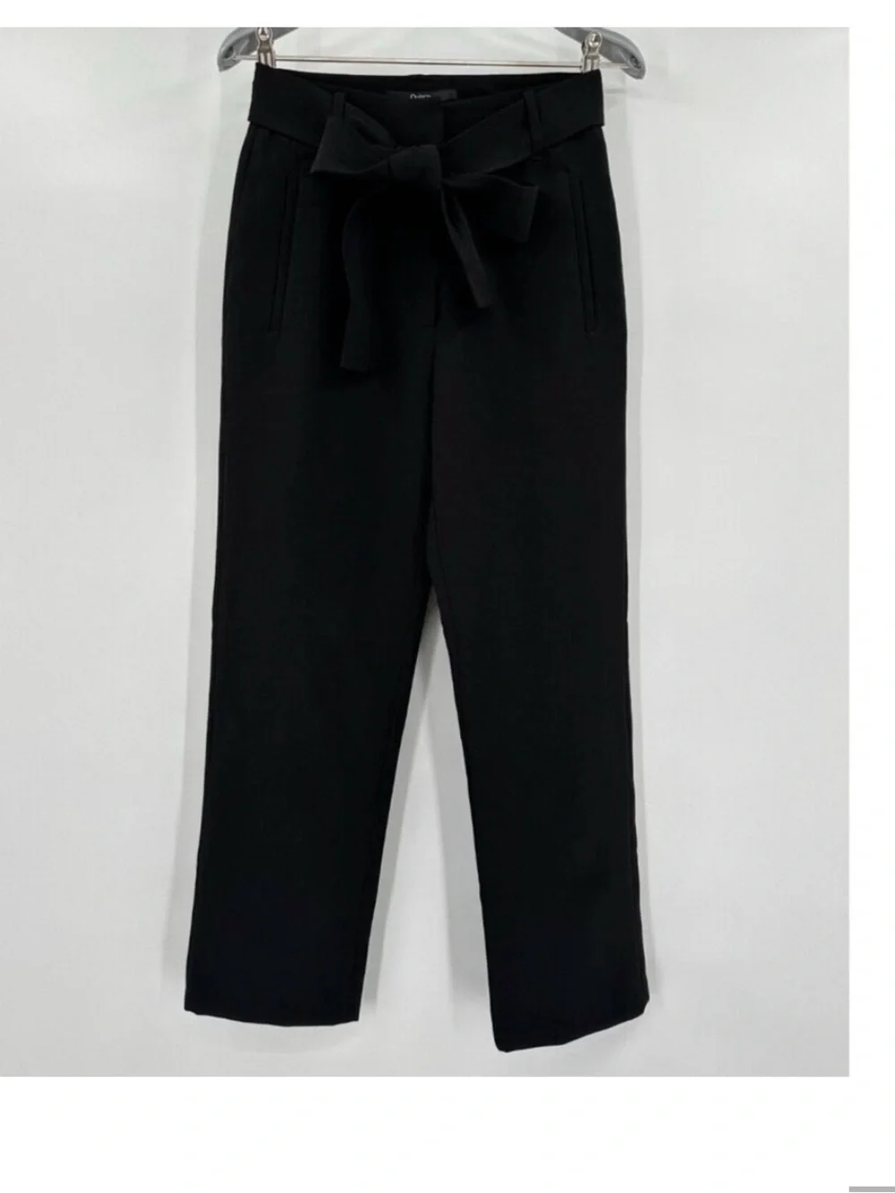 ⚫️Quince Black Stretch Crepe Paperbag Pants sz M Tie Waist Belt 26
